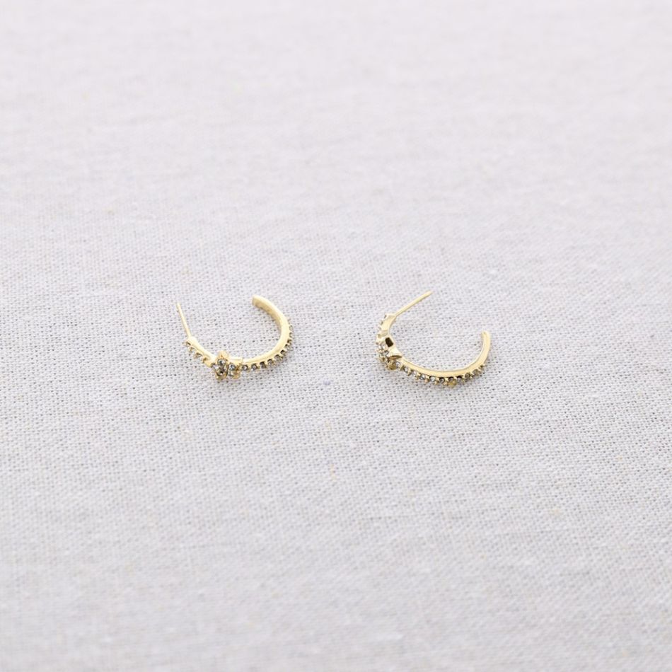 STEEL EARRINGS STAR CRYSTAL HOOP