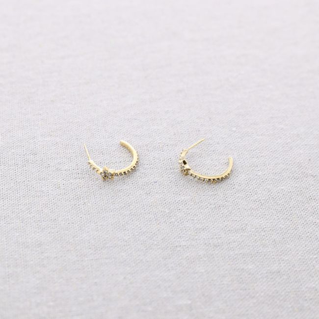 STEEL EARRINGS STAR CRYSTAL HOOP