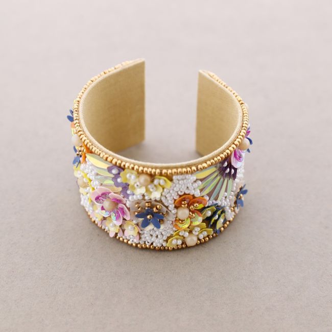 PULSERA AJUSTABLE FLORES LENTEJUELAS