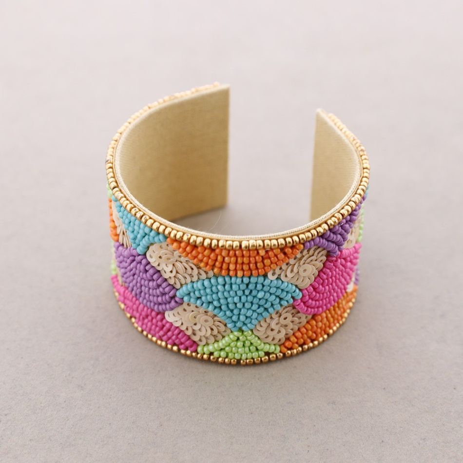PULSERA AJUSTABLE CUENTAS ABALORIOS LENTEJUELAS
