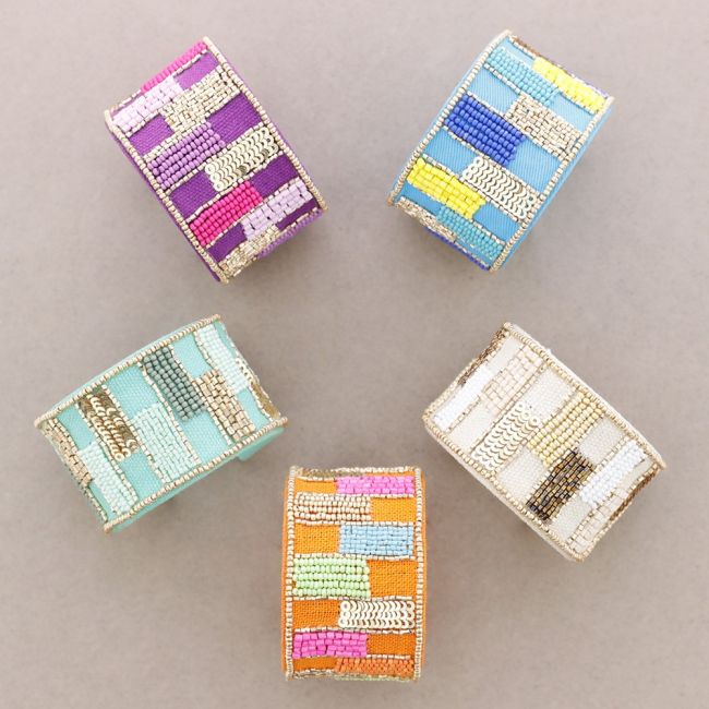 PULSERA AJUSTABLE CUENTAS ABALORIOS LENTEJUELAS