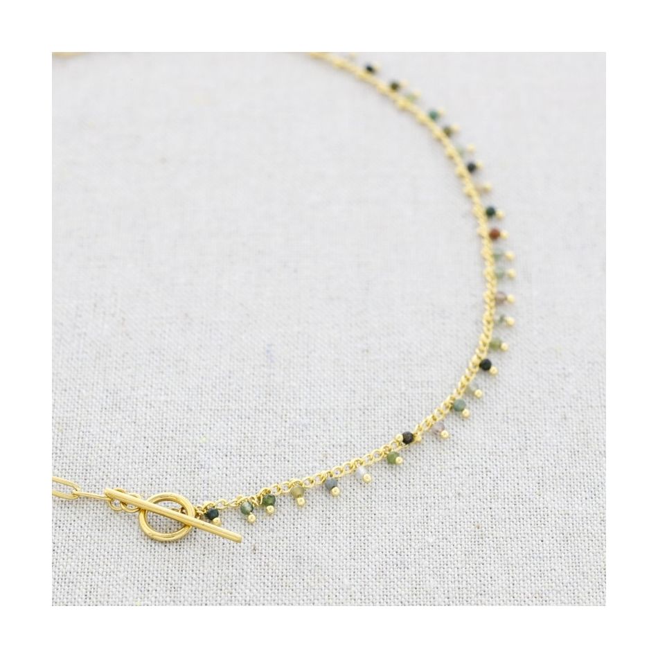 STONE LINKS STEEL SHORT NECKLACE