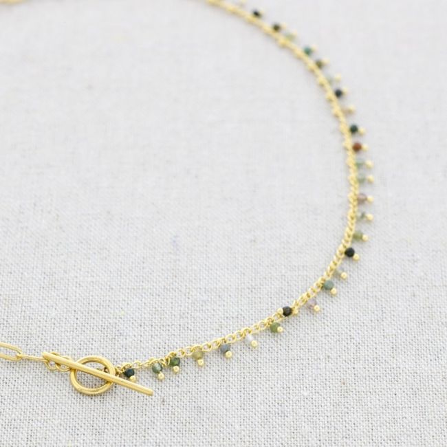 STONE LINKS STEEL SHORT NECKLACE