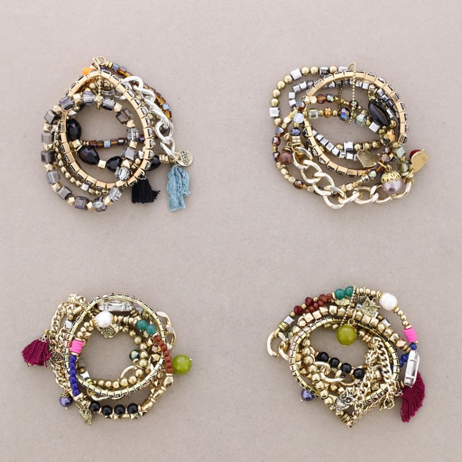 PULSERA 5 TIRAS CUENTAS VARIAS