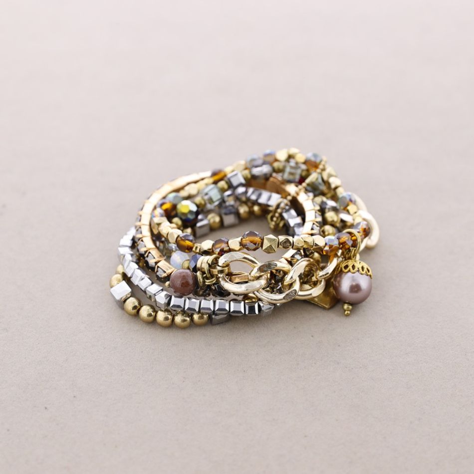 PULSERA 5 TIRAS CUENTAS VARIAS