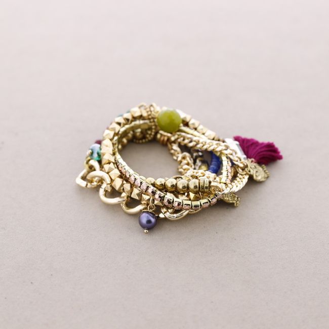 PULSERA 5 TIRAS CUENTAS VARIAS