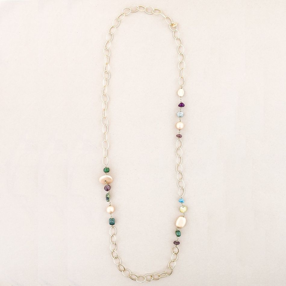 COLLAR LARGO CADENA PIEDRAS