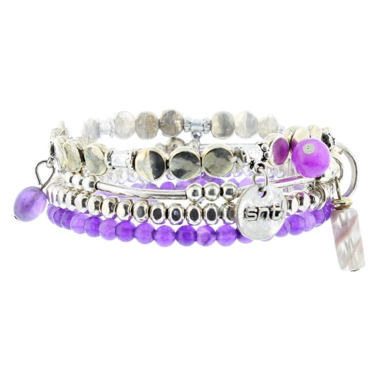 PULSERA 4 TIRAS CUENTAS METAL PIEDRAS 2