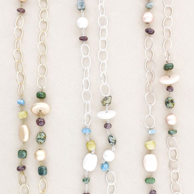 LONG STONE CHAIN NECKLACE