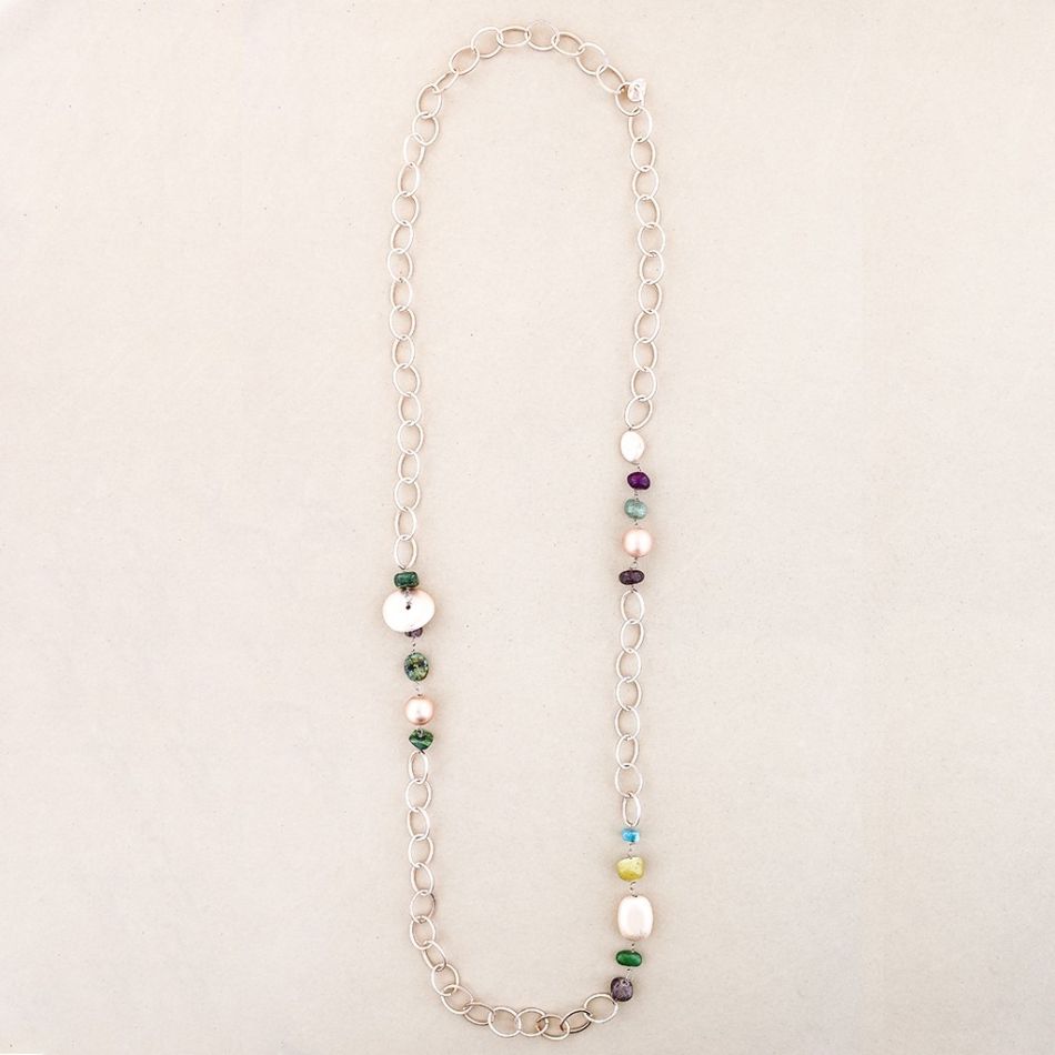 COLLAR LARGO CADENA PIEDRAS
