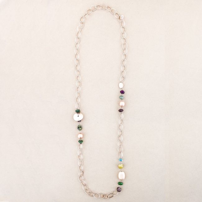 COLLAR LARGO CADENA PIEDRAS