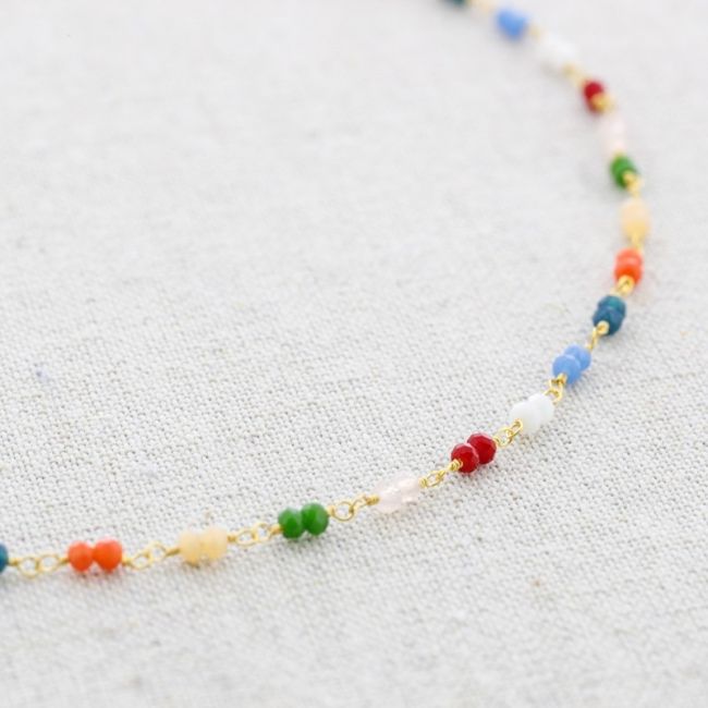 STEEL SHORT NECKLACE WITH MULTICOLOR STONES