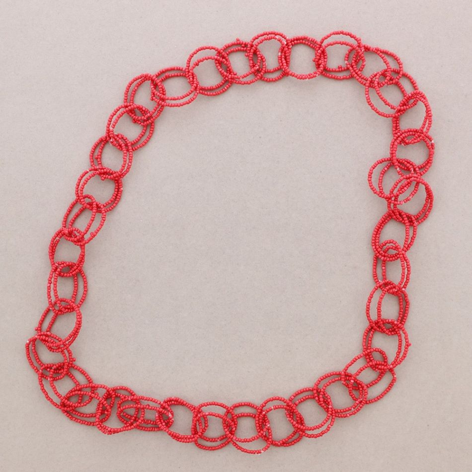 COLLAR LARGO ESLABONES ABALORIOS 1.1M