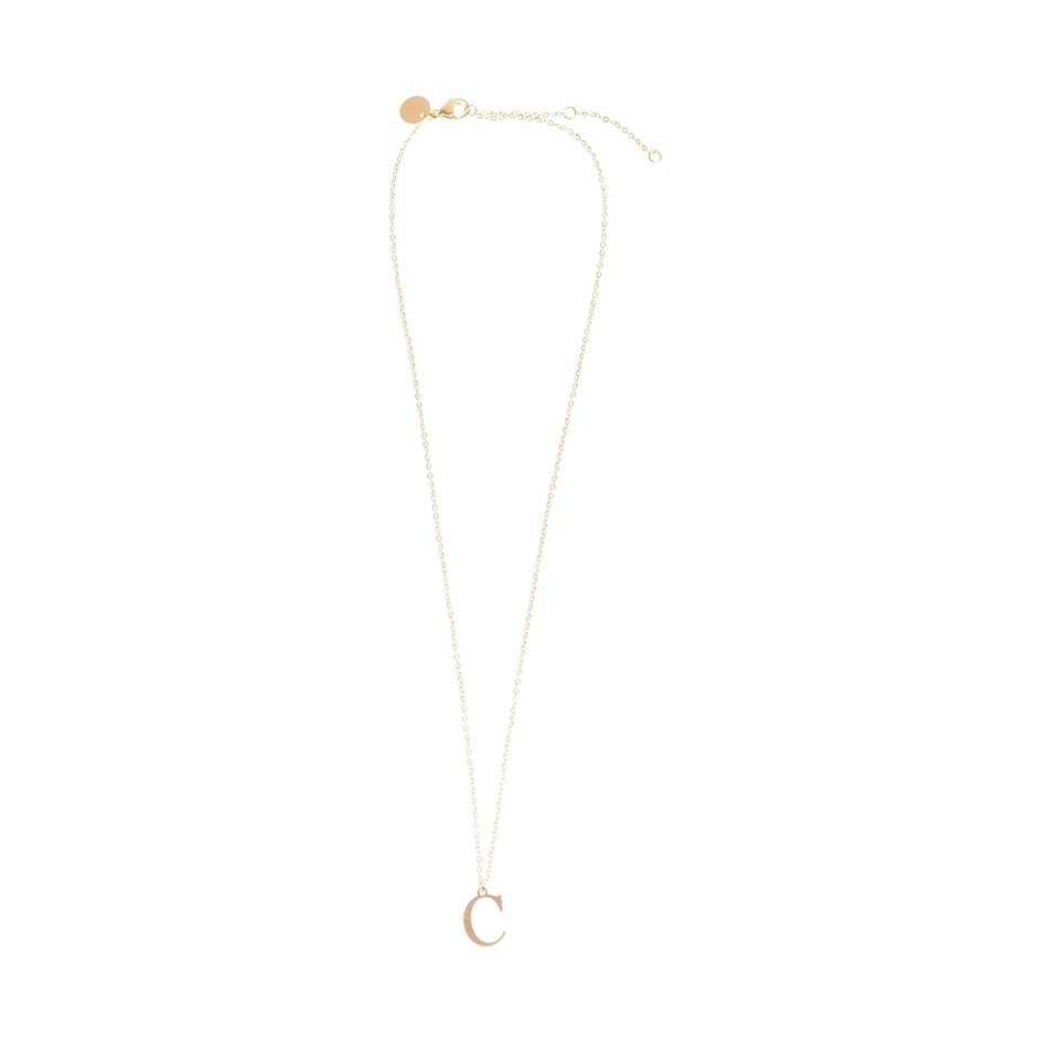 INITIAL LETTER C STEEL SHORT NECKLACE