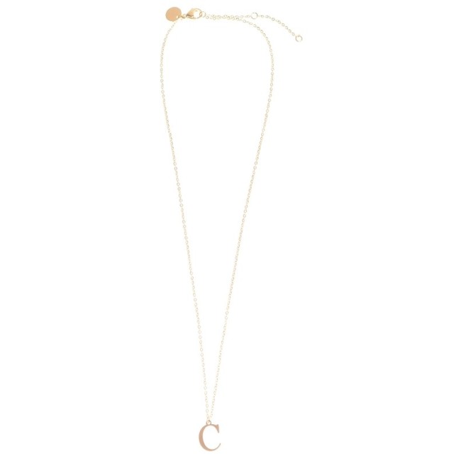 INITIAL LETTER C STEEL SHORT NECKLACE