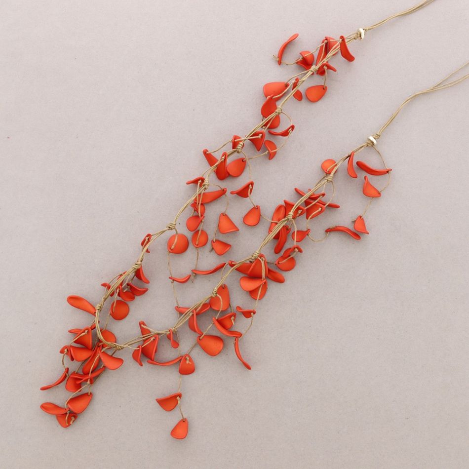 LONG NECKLACE WITH RESIN PETAL PENDANTS