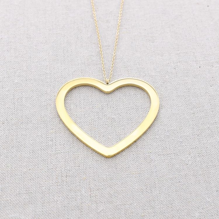 LONG STEEL HEART PENDANT NECKLACE 2