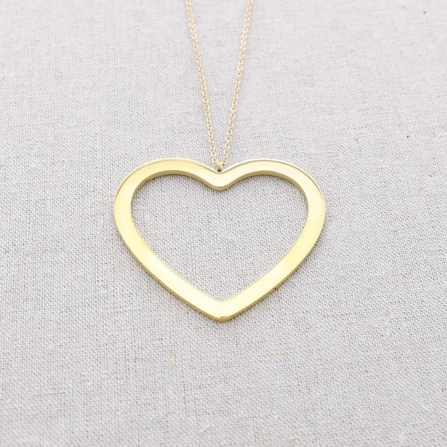 LONG STEEL HEART PENDANT NECKLACE