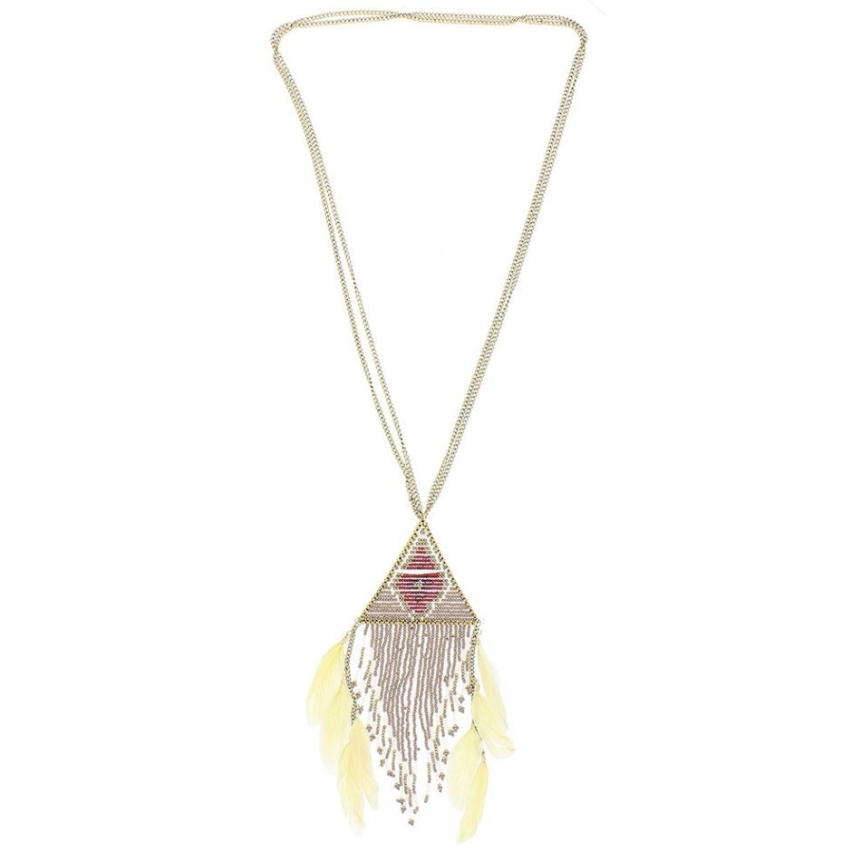 COLLAR LARGO COLG. ABALORIOS PLUMA