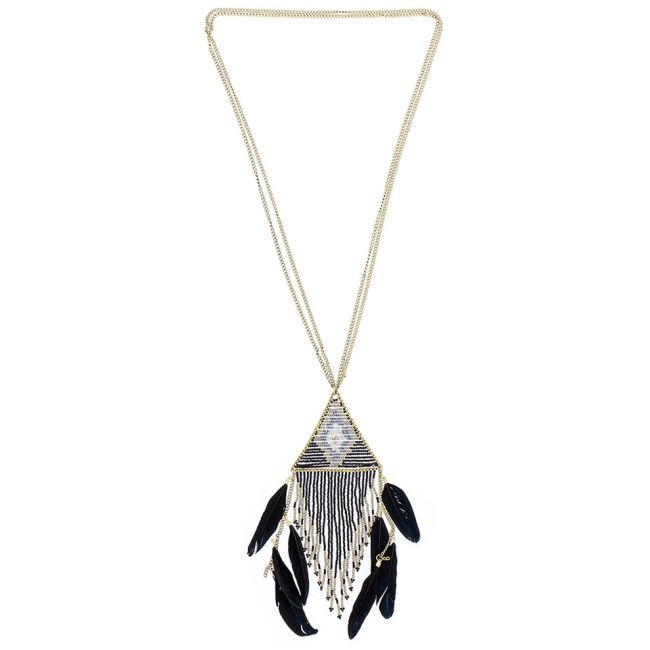 COLLAR LARGO COLG. ABALORIOS PLUMA