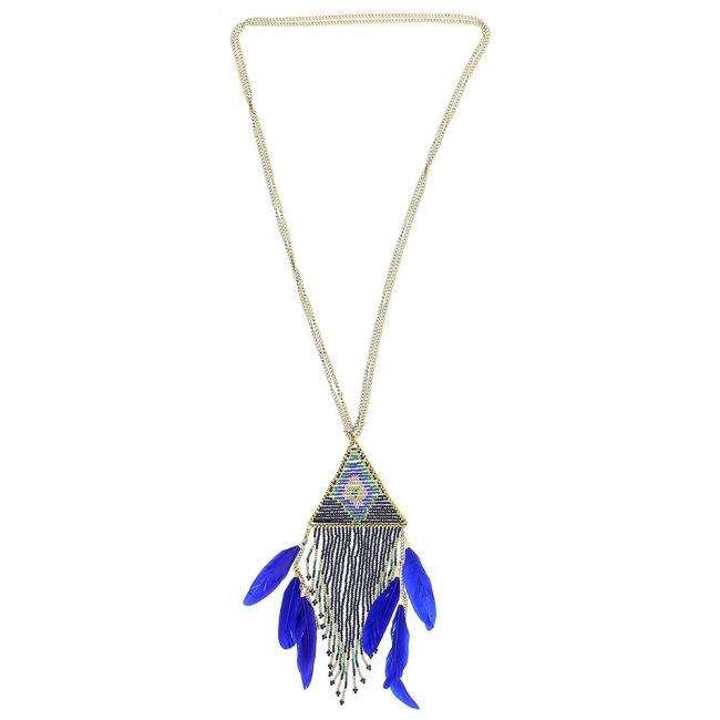 COLLAR LARGO COLG. ABALORIOS PLUMA