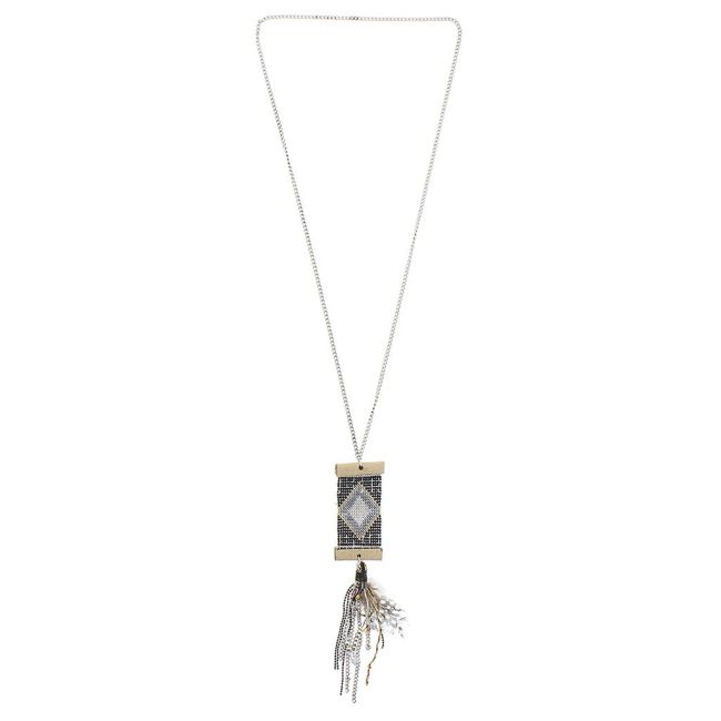 COLLAR LARGO COLG. ABALORIOS PLUMA