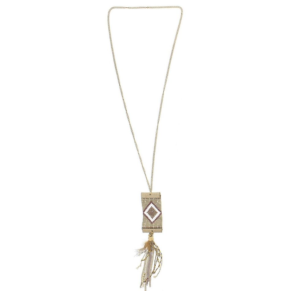 COLLAR LARGO COLG. ABALORIOS PLUMA