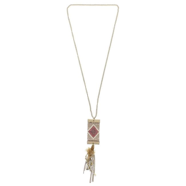 COLLAR LARGO COLG. ABALORIOS PLUMA