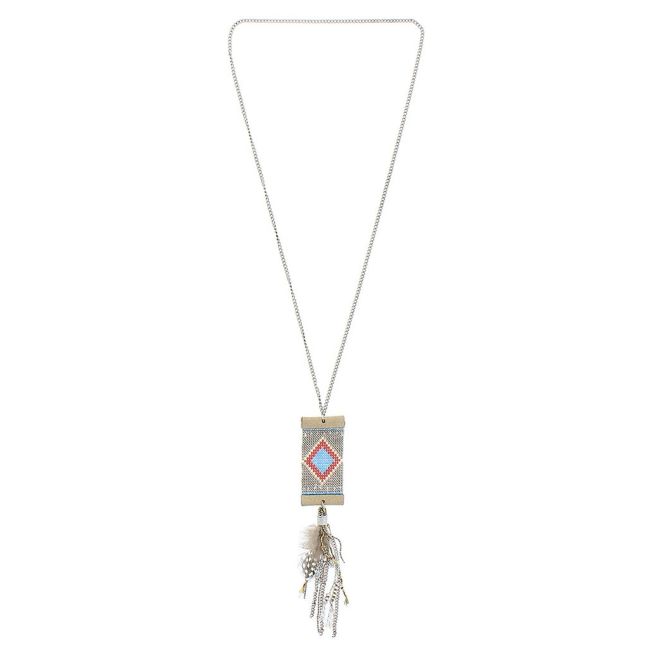 COLLAR LARGO COLG. ABALORIOS PLUMA