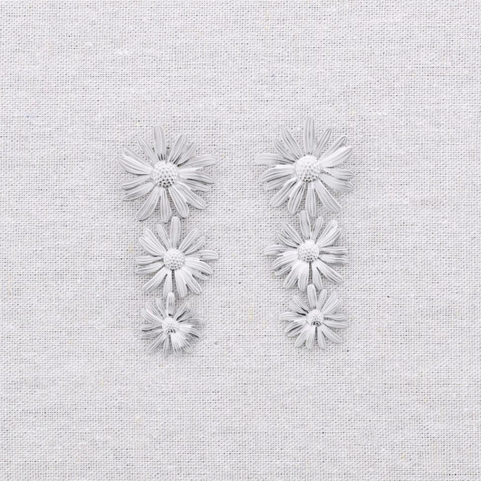 PENDIENTES ACERO TRIPLE FLOR