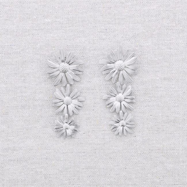PENDIENTES ACERO TRIPLE FLOR