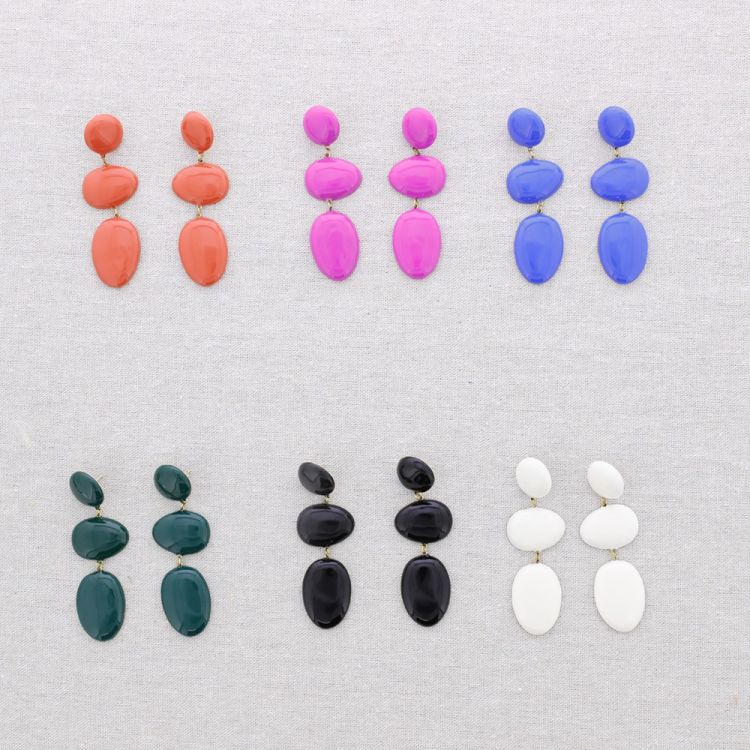 STEEL EARRINGS GEOMETRIC SHAPE ENAMEL 2