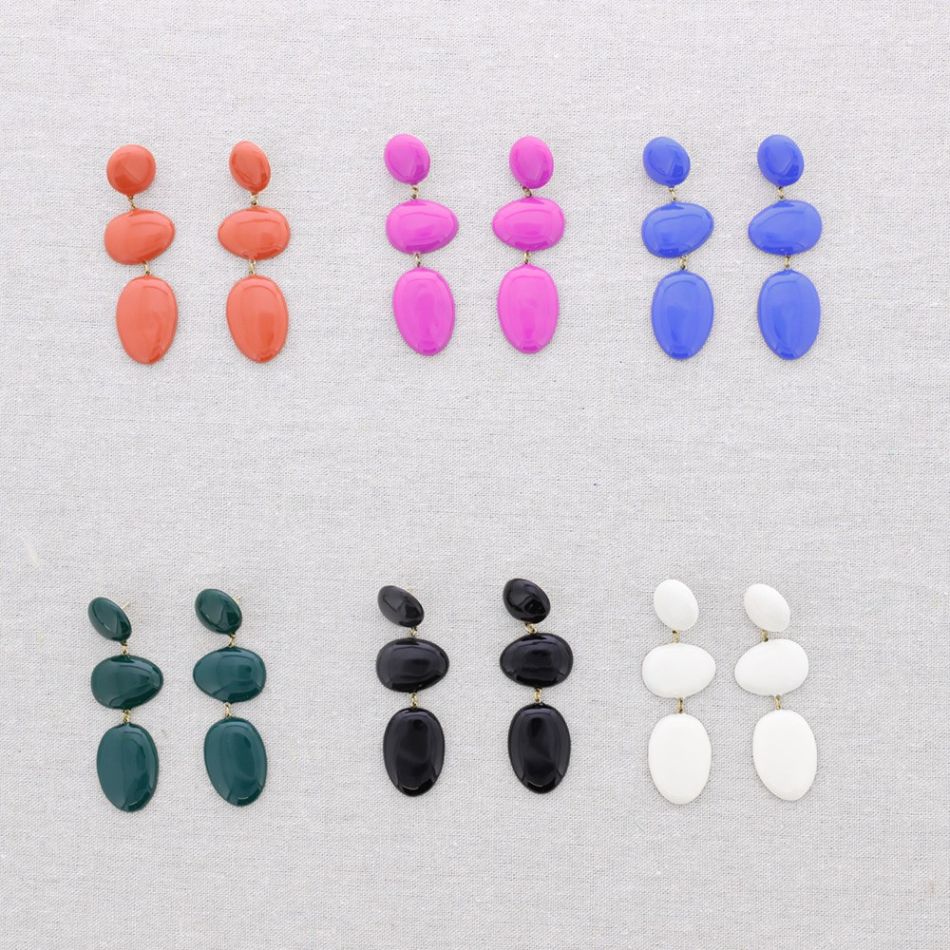 STEEL EARRINGS GEOMETRIC SHAPE ENAMEL