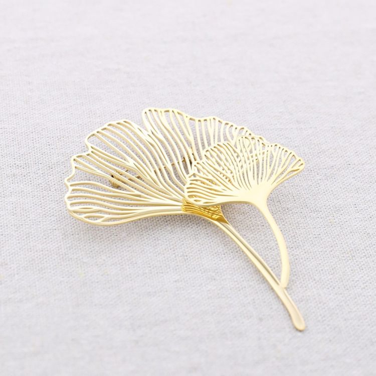 BROCHE ACERO DOBLE HOJA GINGKO 2