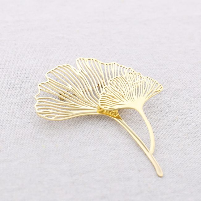BROCHE ACERO DOBLE HOJA GINGKO