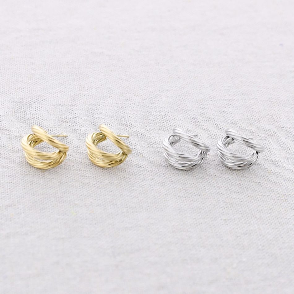 STEEL CROSSED HOOP EARRINGS
