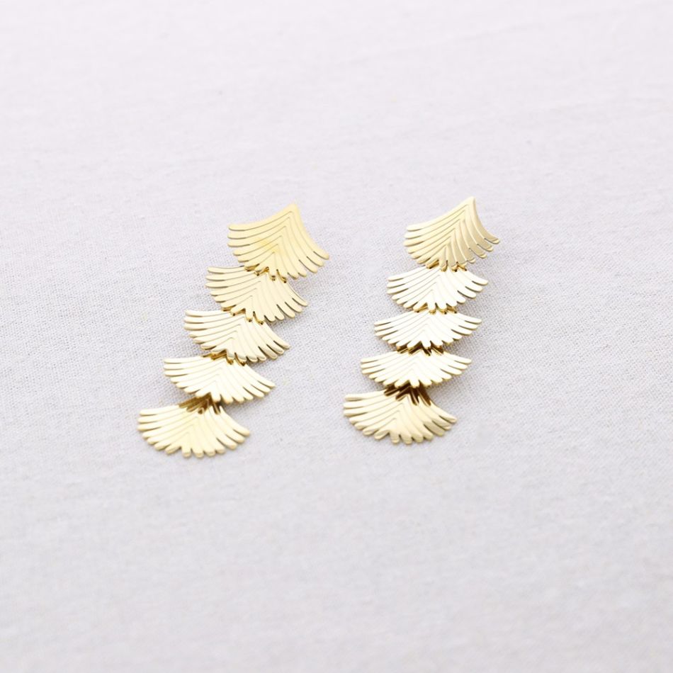 QUADRUPLE FAN-SHAPED STEEL EARRINGS
