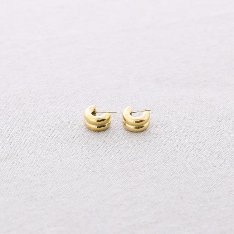 DOUBLE HOOP STEEL EARRINGS