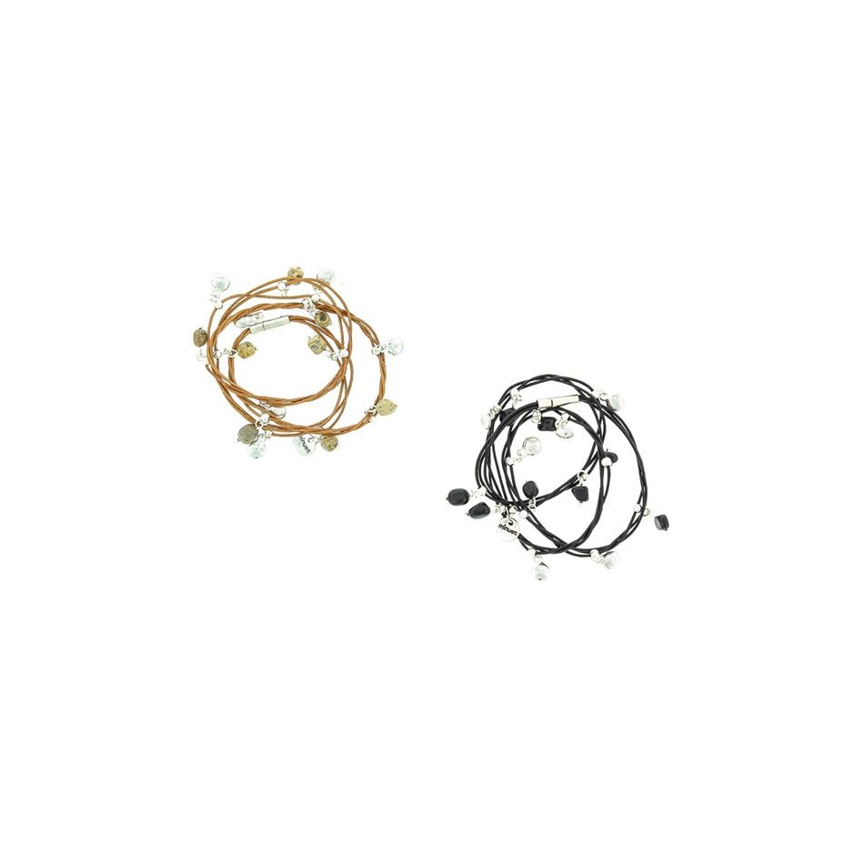 PULSERA VARIAS VUELTAS CUERO COLG.METALES