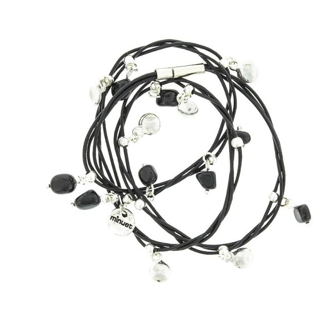 BRACELET WITH SEVERAL TURNS LEATHER METAL PENDANTS