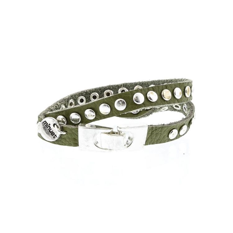 PULSERA CUERO REMACHES METAL