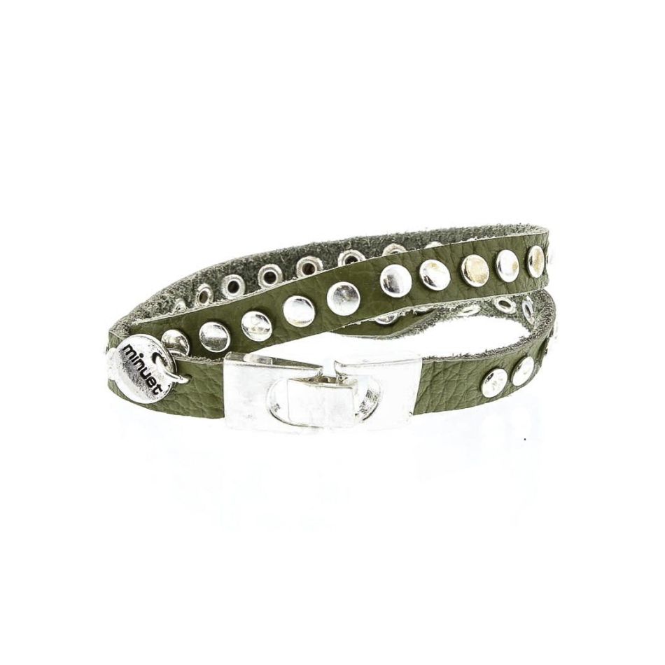 LEATHER BRACELET WITH METAL RIVETS