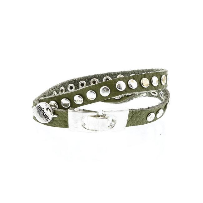PULSERA CUERO REMACHES METAL