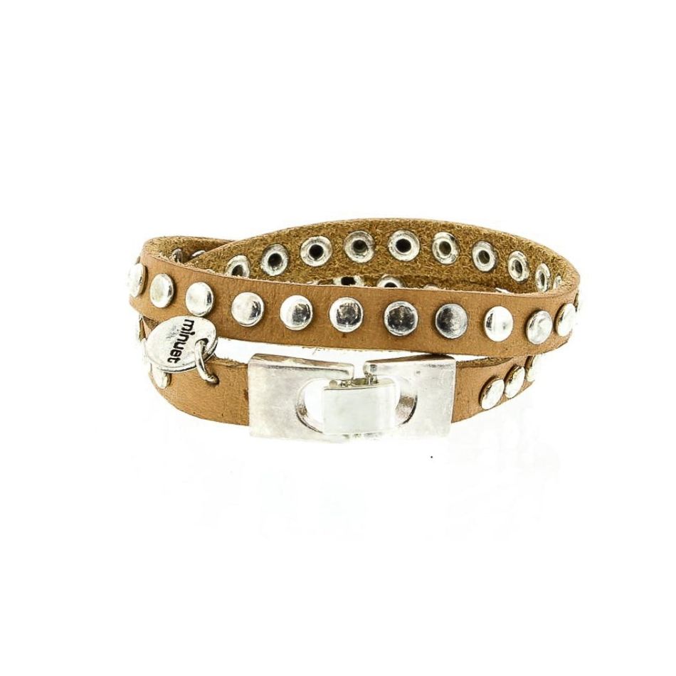 PULSERA CUERO REMACHES METAL