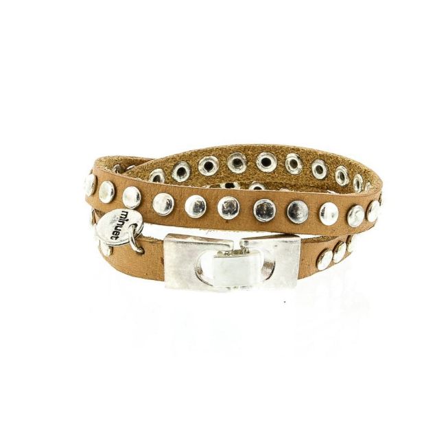 LEATHER BRACELET WITH METAL RIVETS