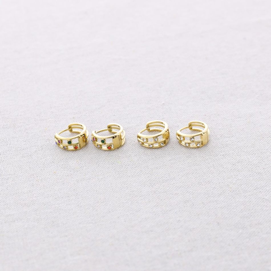 STEEL CRYSTAL HOOP EARRINGS