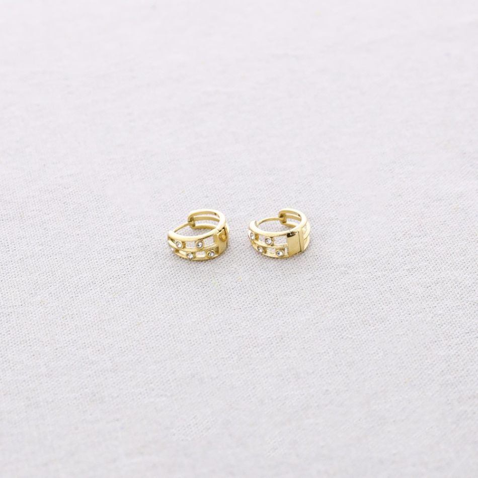 STEEL CRYSTAL HOOP EARRINGS
