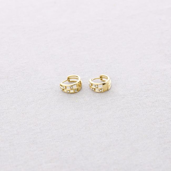 STEEL CRYSTAL HOOP EARRINGS