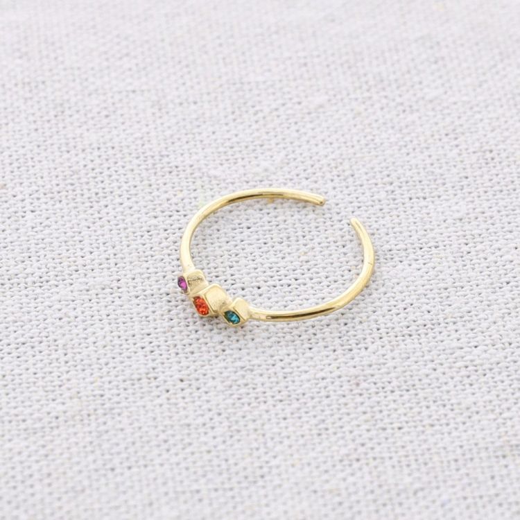 THREE CRYSTALS STEEL RING