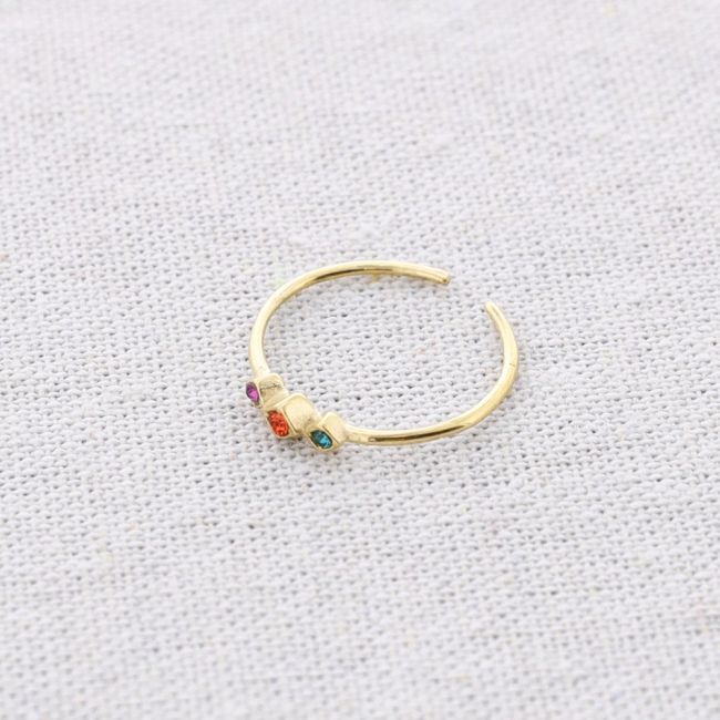 ANILLO ACERO TRES CRISTALES